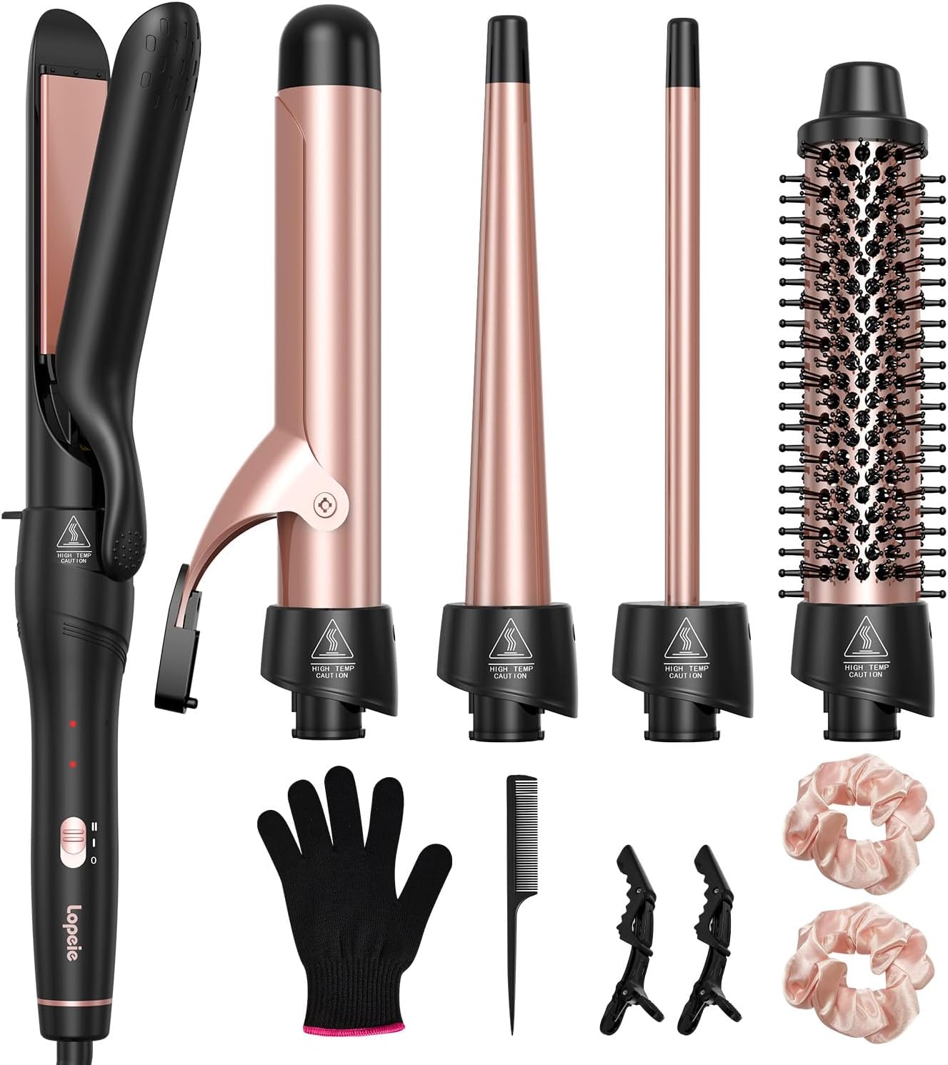 Lopeie 5-in-1 Curling Iron Set (Rose Gold) – Full Kit
